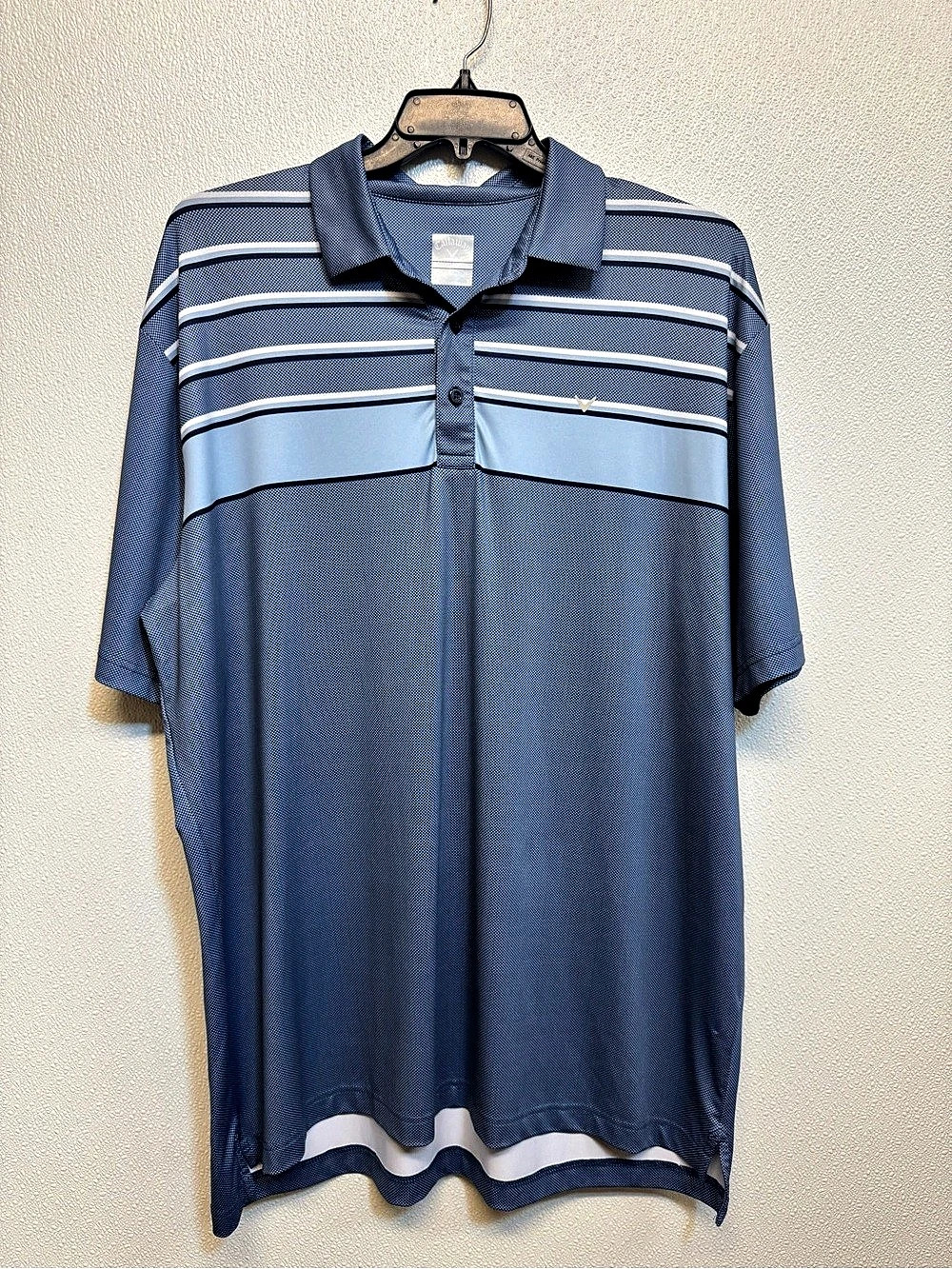 Callaway Opti-Dri Blue Striped Golf Polo Men's Blue & White XL (E-68)